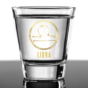 Libra Zodiac Sign Astrologie Horoskop Gold Schnapsglas