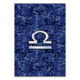 Libra Zodiac Sign auf blauer digitaler Camouflage Tischnummer