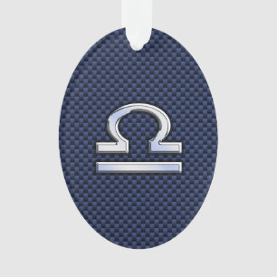Libra Zodiac Sign auf Blue Carbon Fiber Style Ornament