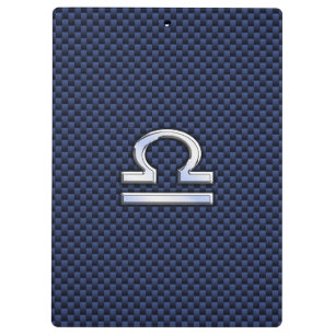 Libra Zodiac Sign auf Blue Carbon Fibre Style Klemmbrett