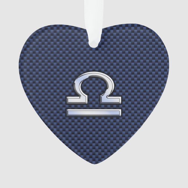 Libra Zodiac Sign auf Blue Carbon Fibre Style Ornament (Vorderseite)