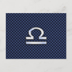 Libra Zodiac Sign auf Blue Carbon Fibre Style Postkarte