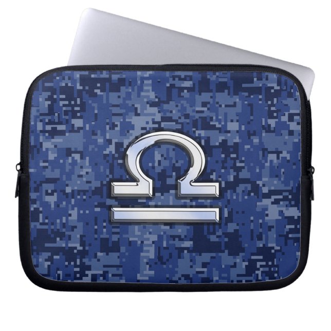 Libra Zodiac Sign auf Blue Digital Camouflage Laptopschutzhülle (Vorderseite)
