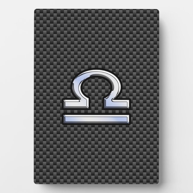 Libra Zodiac Sign auf Carbon Fiber Style Fotoplatte (Vorderseite)