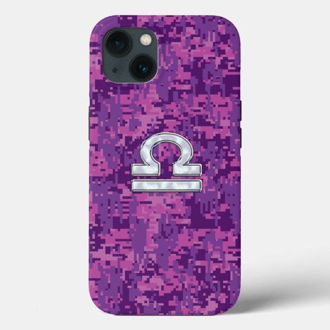 Libra Zodiac Sign auf Fuchsia Camouflage Case-Mate iPhone Hülle (Rückseite)