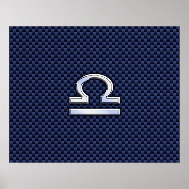 Libra Zodiac Sign auf Navy Blue Carbon Fibre Poster (Vorne)