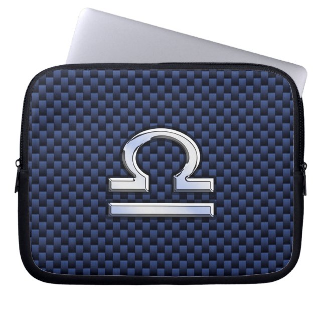 Libra Zodiac Sign auf Navy Carbon Fiber Style Laptopschutzhülle (Vorderseite)