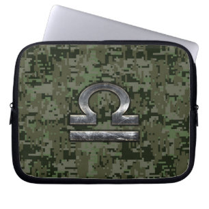 Libra Zodiac Sign auf olivengrüne digitale Camoufl Laptopschutzhülle