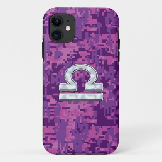 Libra Zodiac Sign auf Pink Digital Camouflage Case-Mate iPhone Hülle (Rückseite)