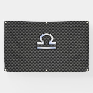 Libra Zodiac Sign auf schwarzen Karbon Fibre Print Banner