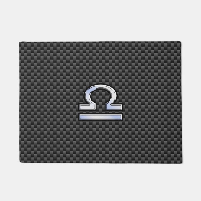 Libra Zodiac Sign auf schwarzen Karbon Fibre Print Fußmatte (Vorderseite)