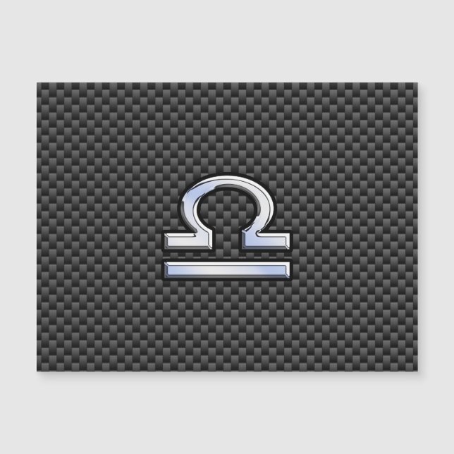 Libra Zodiac Sign auf schwarzen Karbon Fibre Print Magnetkarte (Vorderseite)