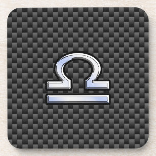 Libra Zodiac Sign auf schwarzen Karbon Fibre Print Untersetzer