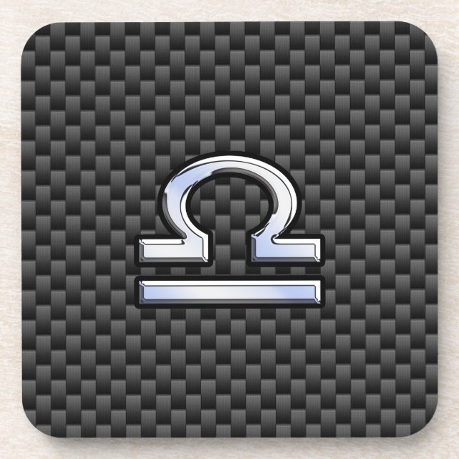 Libra Zodiac Sign auf schwarzen Karbon Fibre Print Untersetzer (Vorderseite)