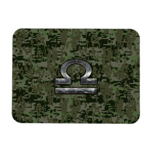 Libra Zodiac Sign auf Woodland Green digitale Camo Magnet