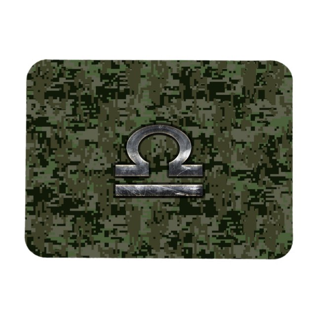 Libra Zodiac Sign auf Woodland Green digitale Camo Magnet (Horizontal)