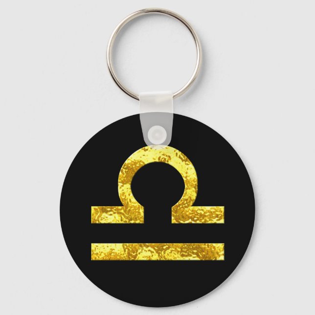Libra Zodiac Sign Black Gold Symbol Schlüsselanhänger (Vorderseite)
