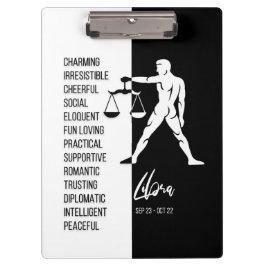 Libra Zodiac Sign Black & White Clipboard Klemmbrett