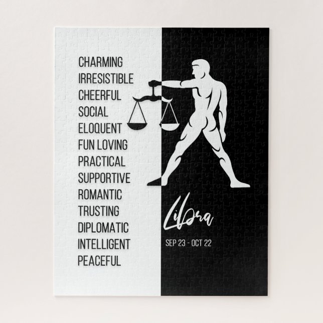Libra Zodiac Sign, Black & White Jigsaw Puzzle (Vertikal)