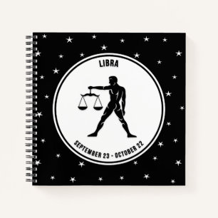 Libra Zodiac Sign, Black & White Notebook Notizbuch