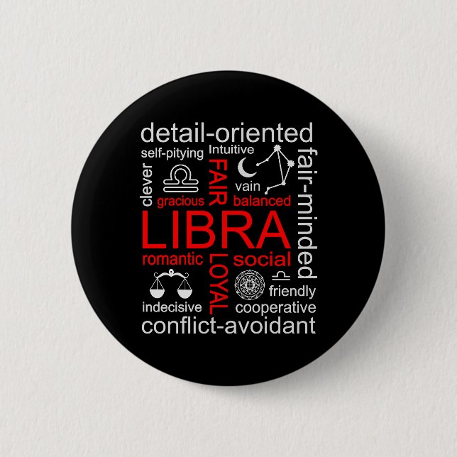 Libra Zodiac Sign Button (Vorderseite)