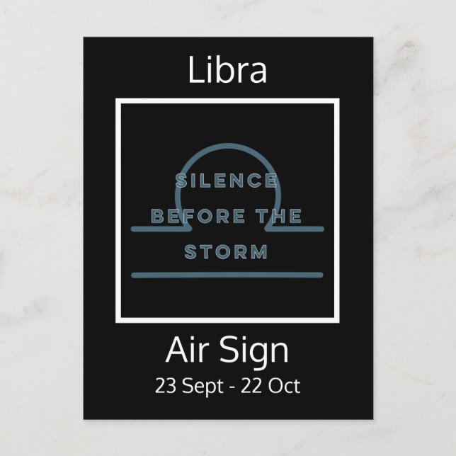 Libra Zodiac Sign Fusion Zitat in Blau und Weiß Postkarte (Vorderseite)