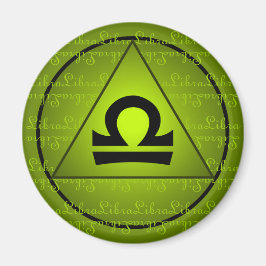 Libra Zodiac Sign Green Triangle Curly Script Magnet