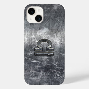 Libra Zodiac Sign in Silber-Grunge-Stil Case-Mate iPhone 14 Hülle