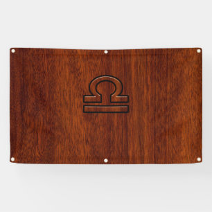 Libra Zodiac Sign on Mahogany Brown Style Print Banner