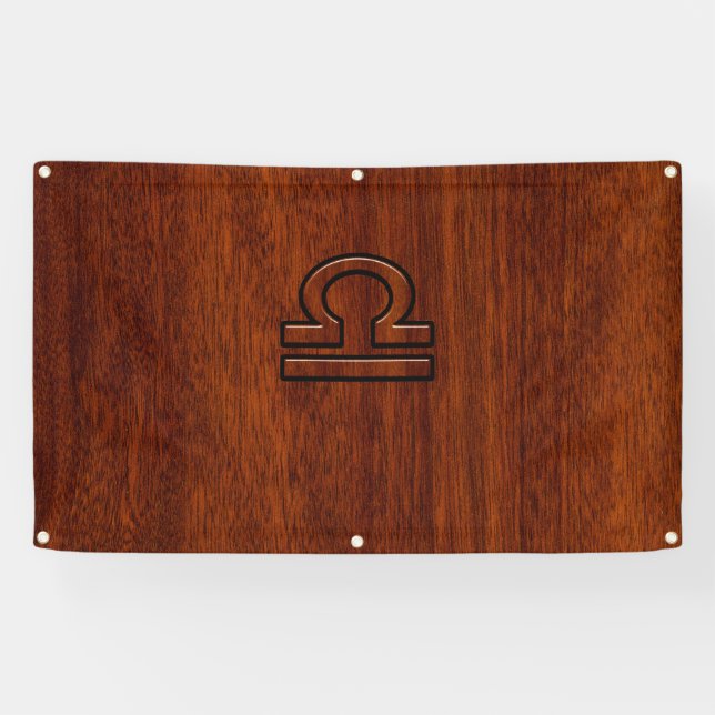 Libra Zodiac Sign on Mahogany Brown Style Print Banner (Horizontal)