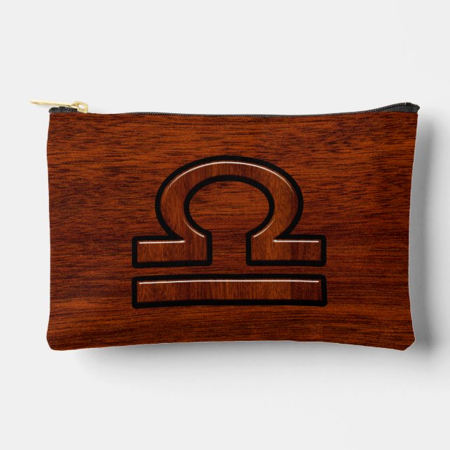 Libra Zodiac Sign on Mahogany Brown Style Print Zubehörtasche (Vorderseite)