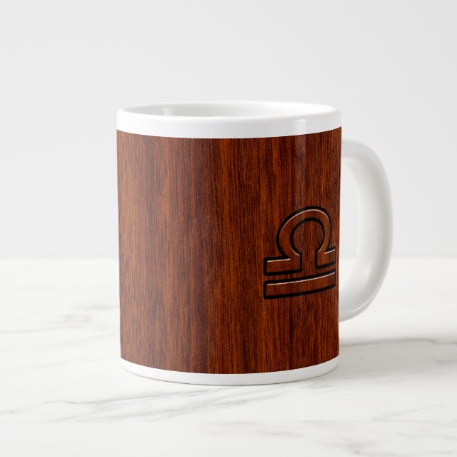 Libra Zodiac Sign on Mahogany Style Deco Jumbo-Tasse (Vorderseite Rechts)