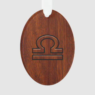 Libra Zodiac Sign on Mahogany Style Deco Ornament