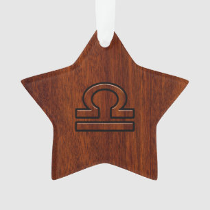 Libra Zodiac Sign on Mahogany Style Deco Ornament