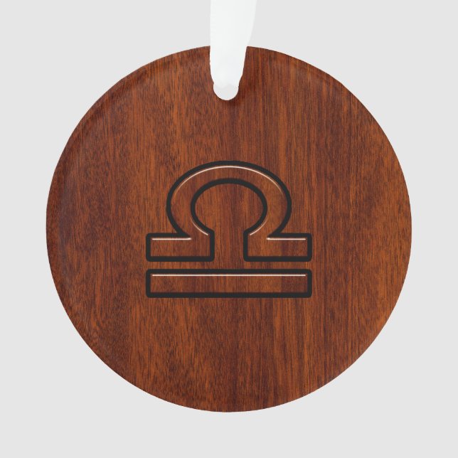 Libra Zodiac Sign on Mahogany Style Deco Ornament (Vorderseite)