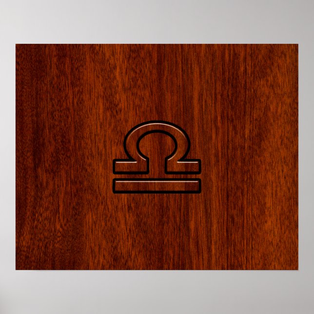 Libra Zodiac Sign on Mahogany Style Print Poster (Vorne)
