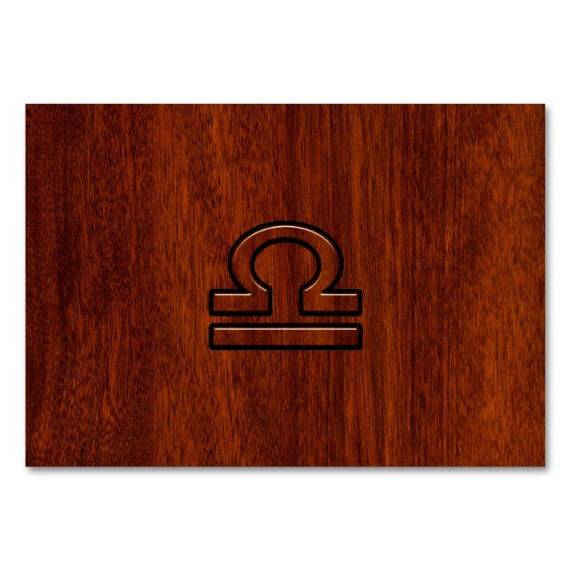 Libra Zodiac Sign on Mahogany Style Print Tischnummer (Vorderseite)