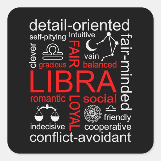 Libra Zodiac Sign Quadratischer Aufkleber (Vorderseite)