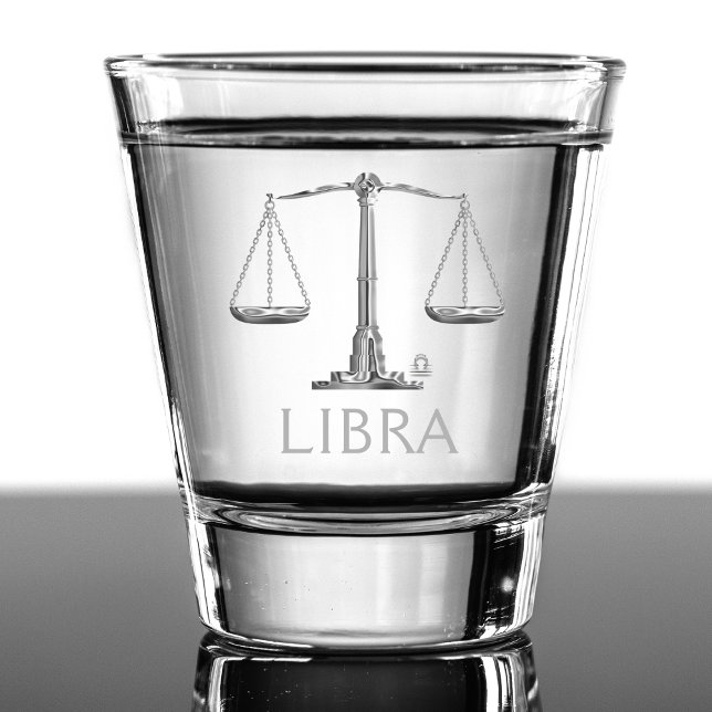 Libra Zodiac Sign Silver Scale Geburtstag Schnapsglas (silver libra zodiac sign scale shot glass)