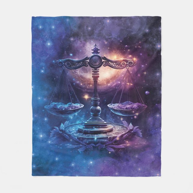 Libra Zodiac Sign Watercolor Design Fleecedecke (Vorderseite)