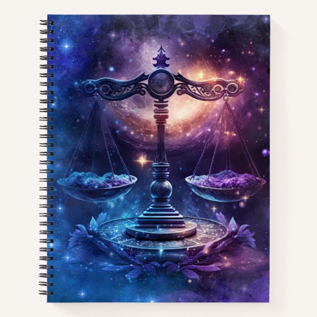 Libra Zodiac Sign Watercolor Design Notizbuch (Vorderseite)
