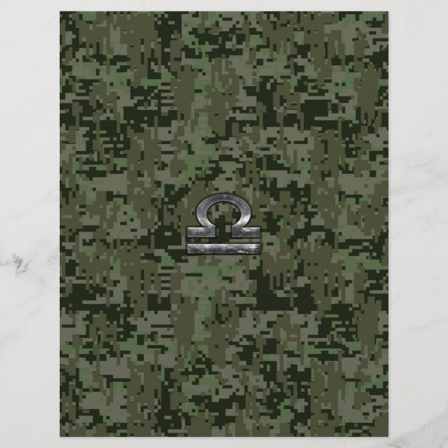 Libra Zodiac Sign Woodland Digital Camouflage (Vorderseite)