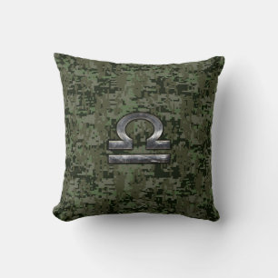 Libra Zodiac Sign Woodland Digital Camouflage Kissen