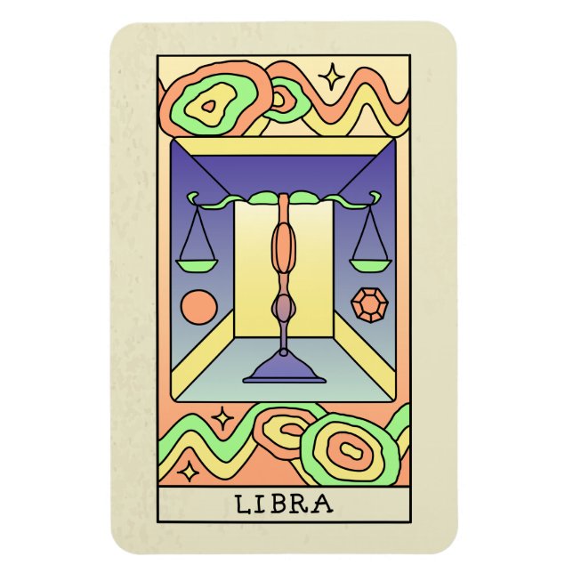 Libra Zodiac Signa Abstrakte Kunst Vintag Magnet (Vertikal)