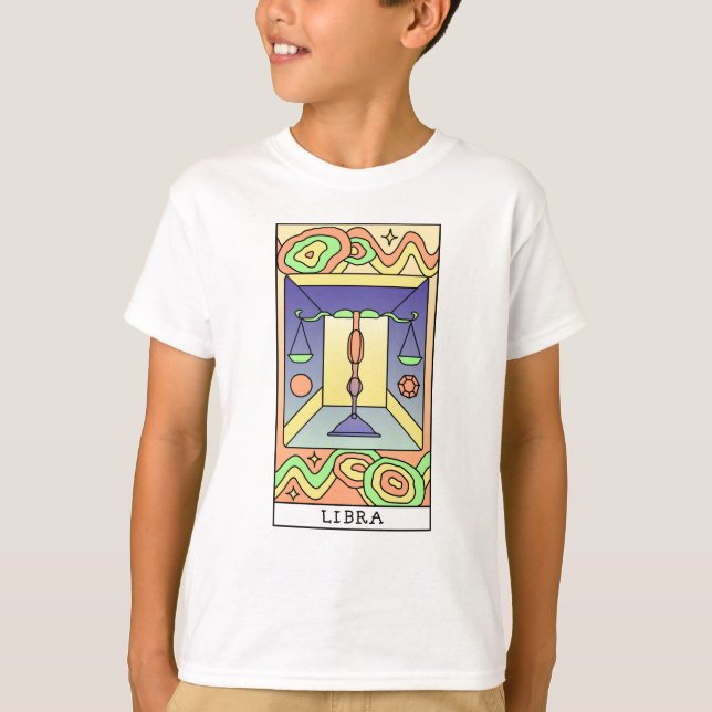 Libra Zodiac Signa Abstrakte Kunst Vintag T-Shirt (Vorderseite)