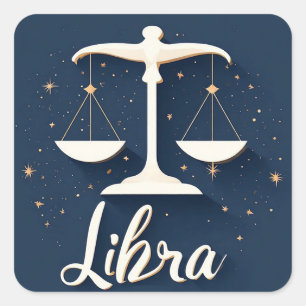Libra Zodiac Signikon mit Balanced Scales Quadratischer Aufkleber