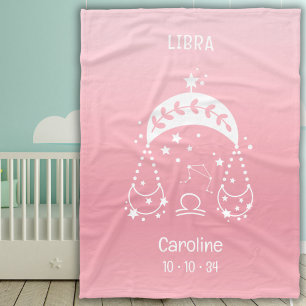 Libra Zodiac Star Name Birthdate Pink Baby Fleecedecke