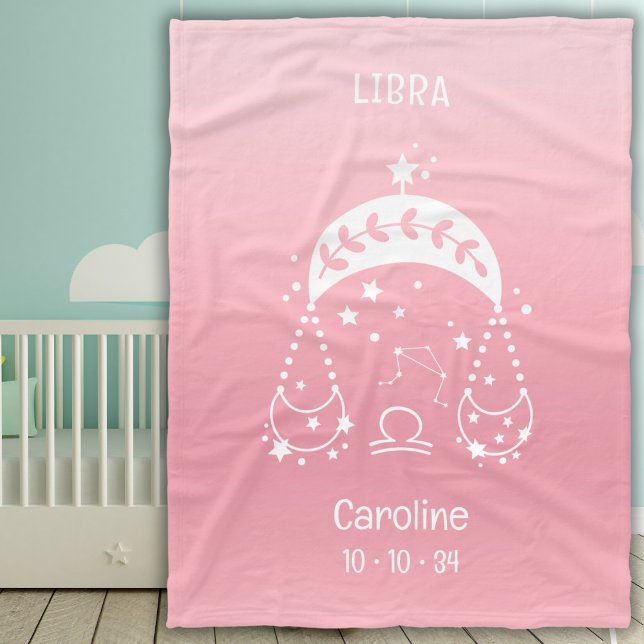 Libra Zodiac Star Name Birthdate Pink Baby Fleecedecke (Von Creator hochgeladen)