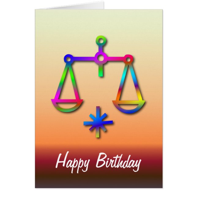 Libra Zodiac Star Sign Rainbow Birthday (Vorne)