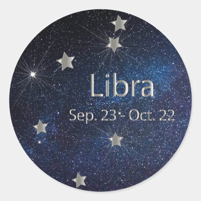 Libra - Zodiac Star Sign Runder Aufkleber (Vorderseite)